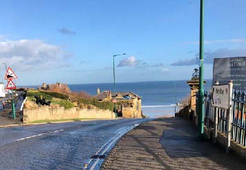Marine Road leading toward the sea on the Saltburn, North Yorkshire Coastal Walking route.