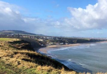 Costal views from the summit of Cleveland way in Saltburn, North Yorkshire.