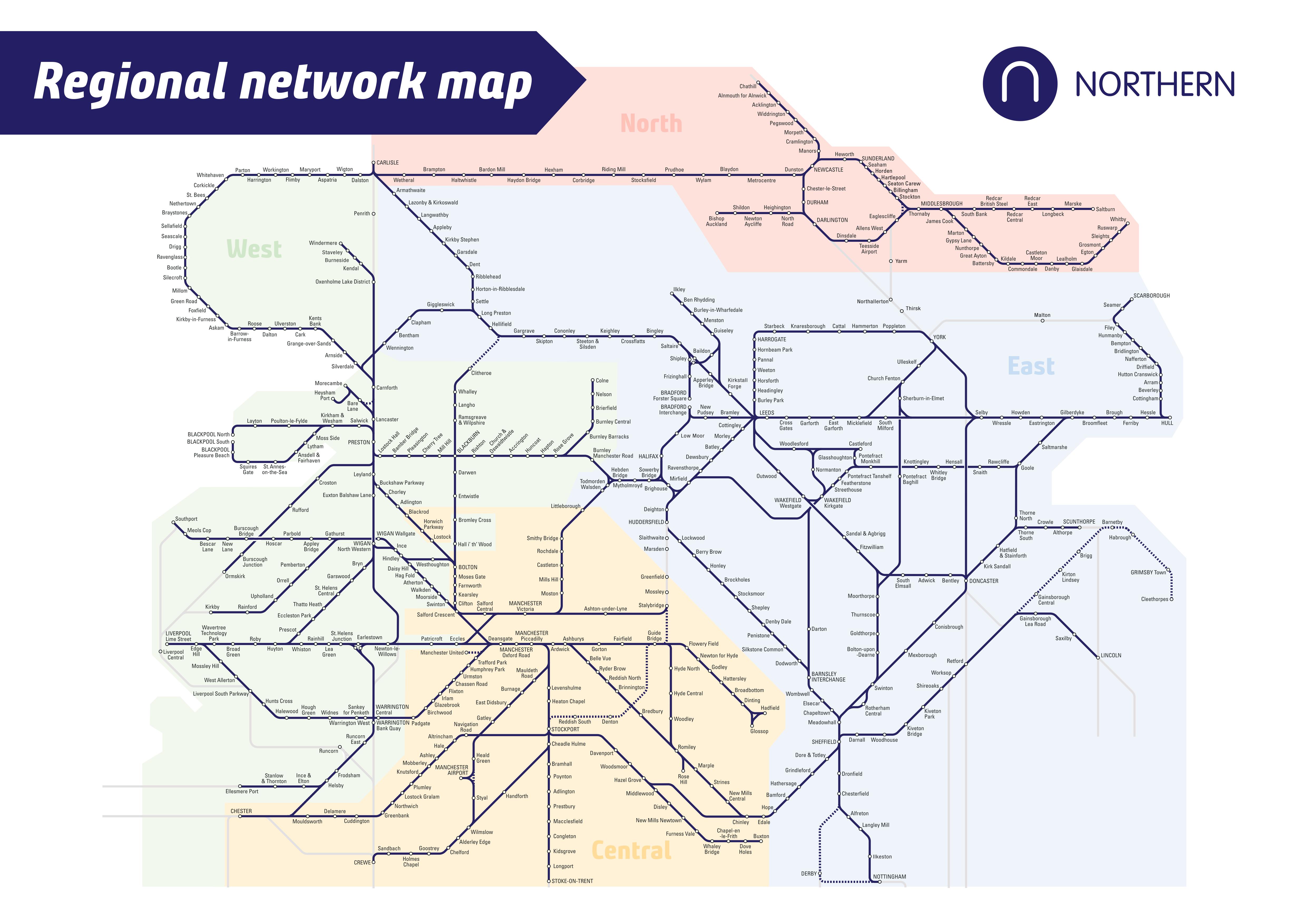 Network map with regions