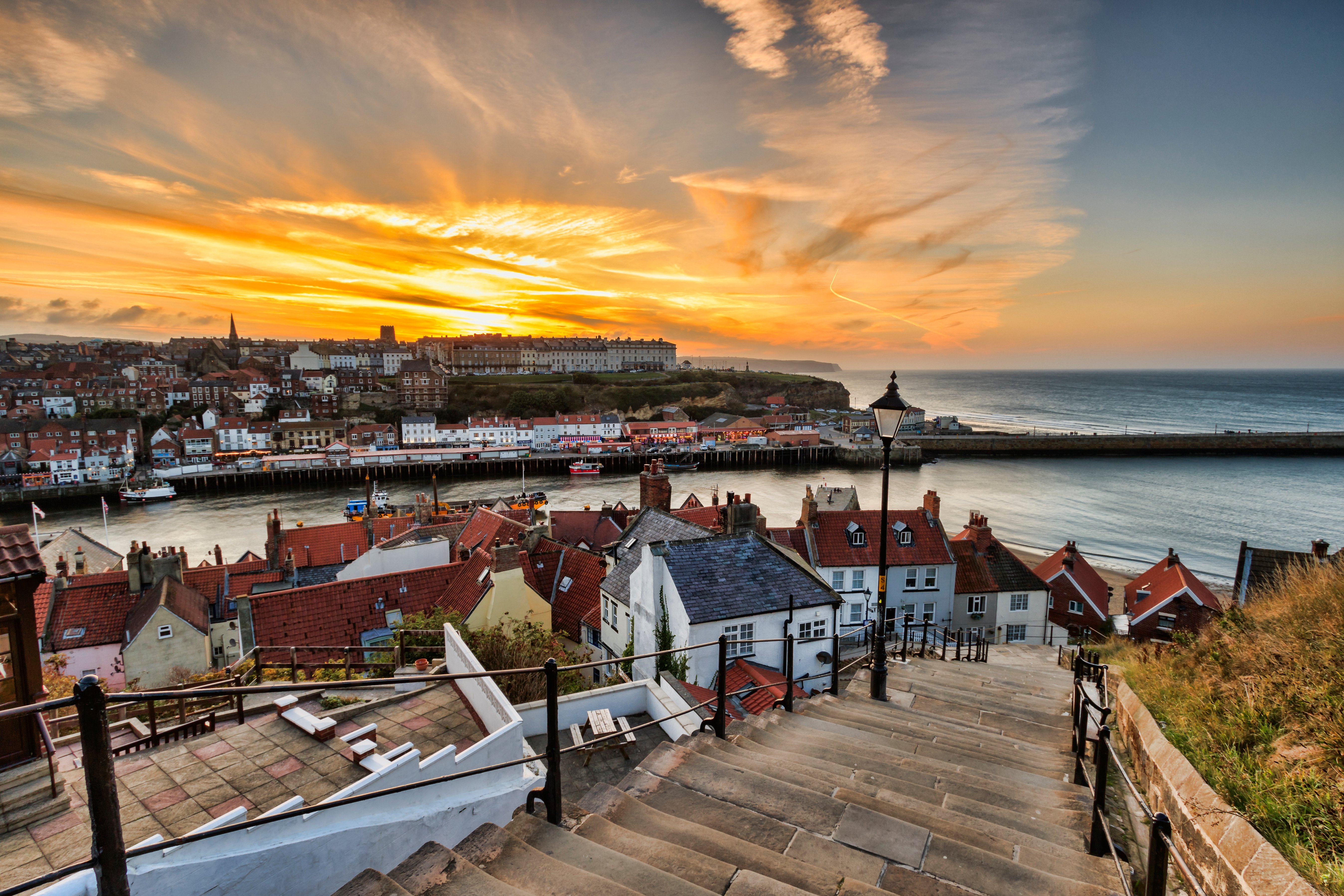 View of Whitby Harbour at Dusk