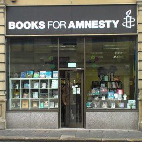 Books for amnesty shopfront in Newcastle
