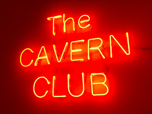 Lit up Cavern Club sign