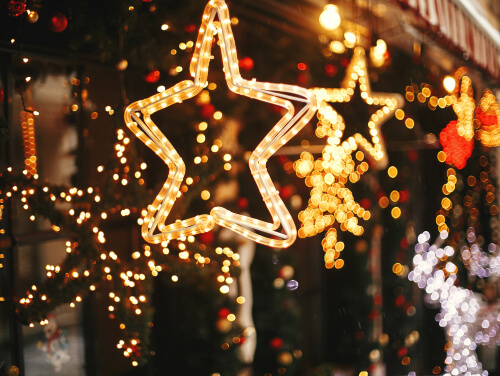 Christmas star decoration at a Christmas market