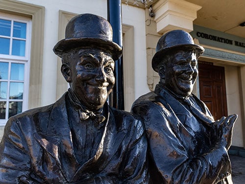 Laurel and Hardy statue at the museum in Ulverston