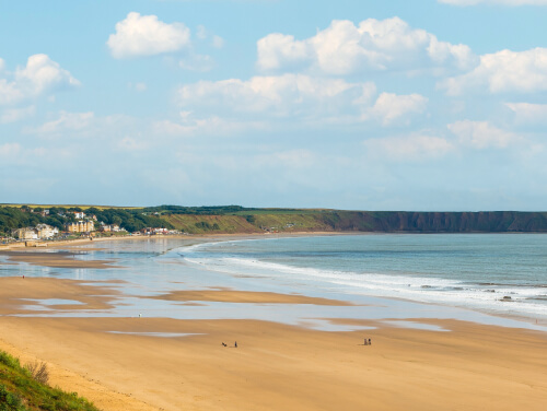 The coast and sky at Filey Beach.