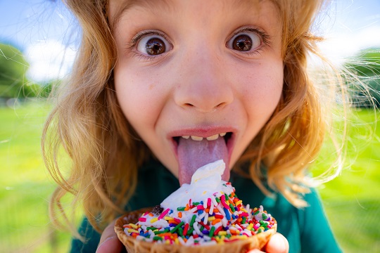 Child enjoying ice cream