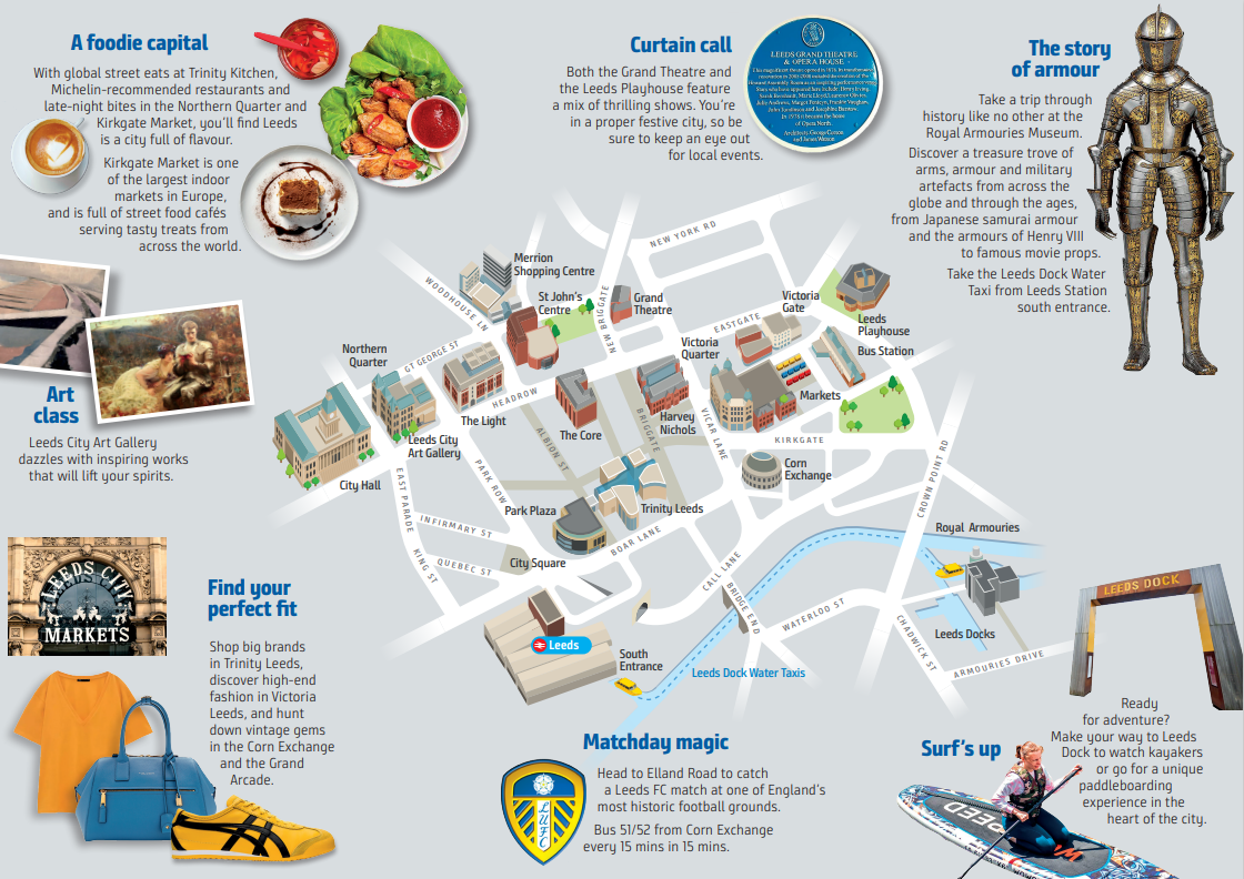 Leeds destinations map