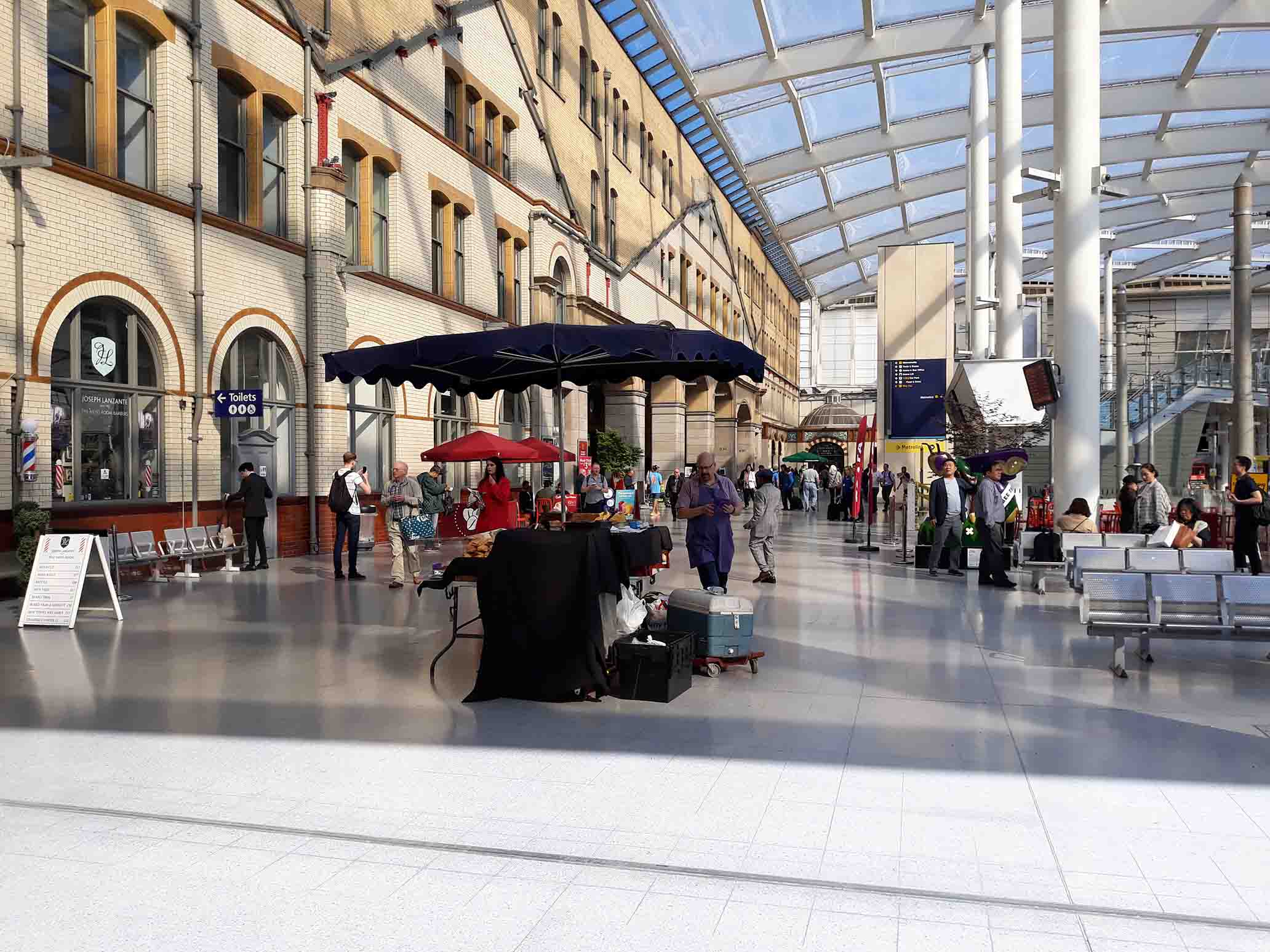 Pop-up trading area at Manchester Victoria railway station