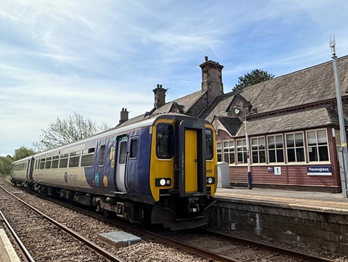 Northern train at Ravenglass station