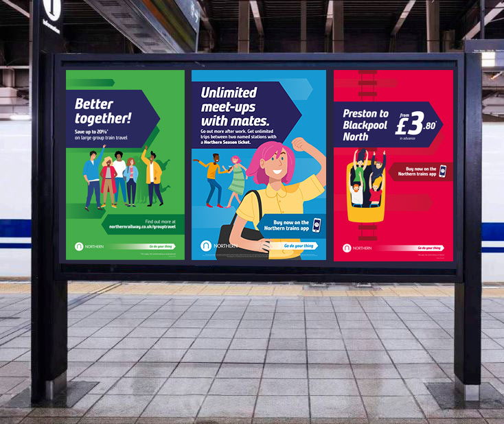 train station advertising boards