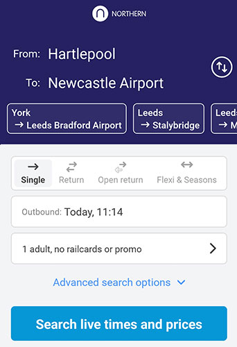 Screenshot of Northern App.