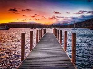 Sunset over lake Windermere
