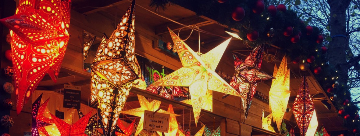 York Christmas Markets. Stall with star decorations