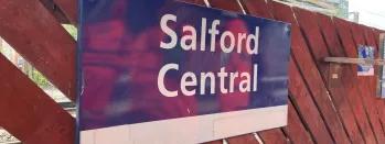 Image shows Salford Central station signage image-shows-salford-central-station-signage