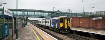 This image shows a Northern train waiting at Meadowhall station this-image-shows-a-northern-train-waiting-at-meadowhall-station