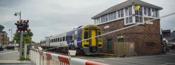 An image of a Northern train on the new Northumberland Line this-image-shows-the-bedlington-south-crossing-on-the-new-northumberland-line