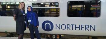 Zahida stands with her manager Kelly Dodsworth next to a Northern train zahida-stands-with-her-manager-kelly-dodsworth-next-to-a-northern-train