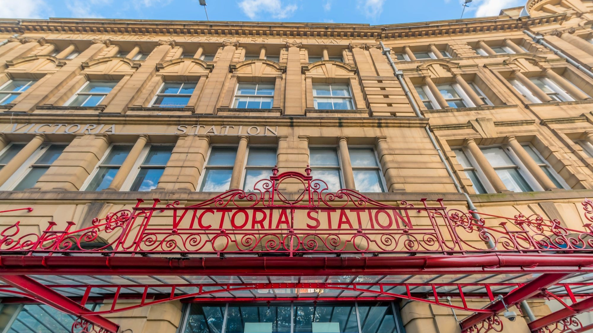 Image shows Manchester Victoria station exterior
