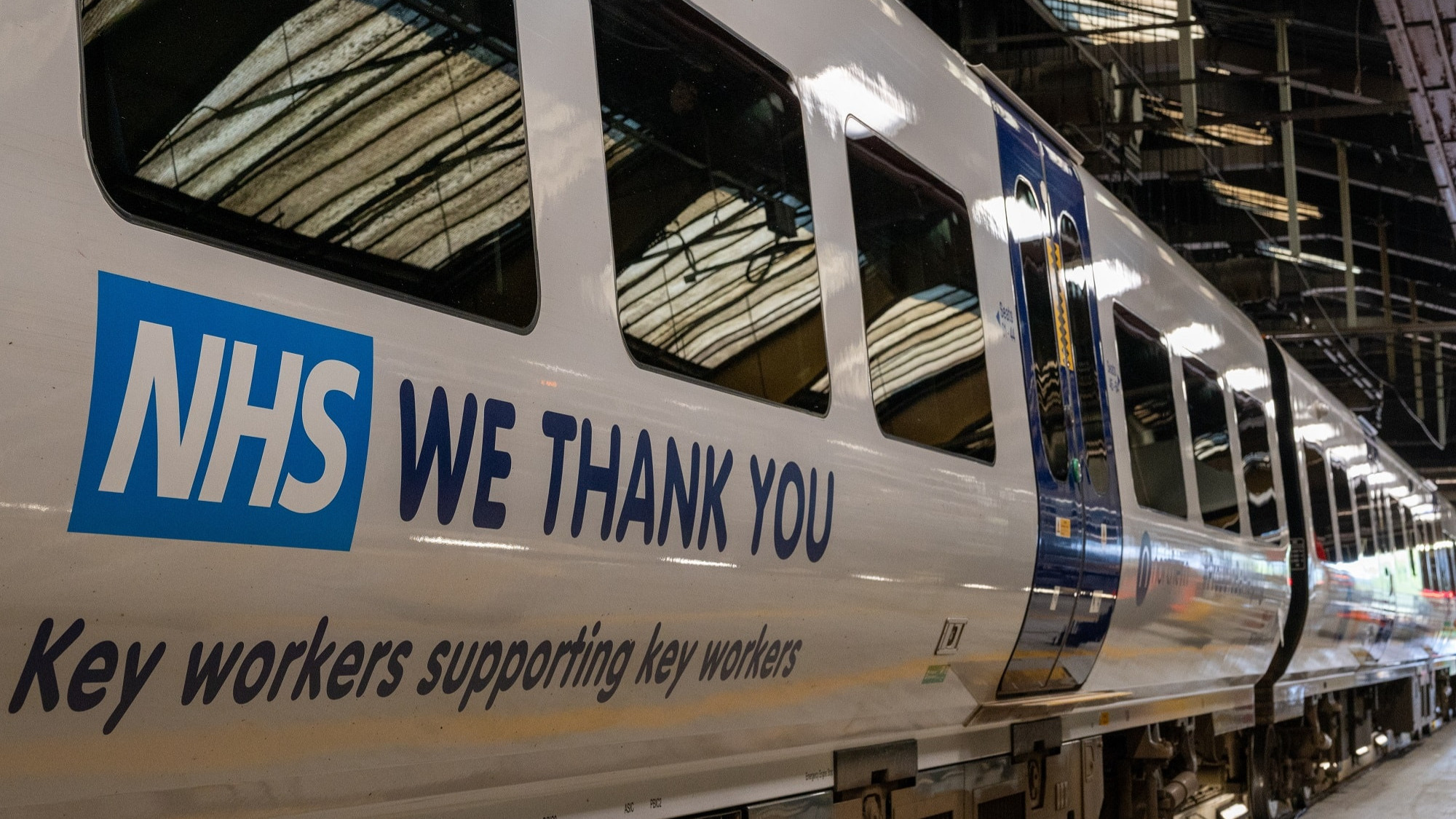 Image shows Northern train with NHS thank you message