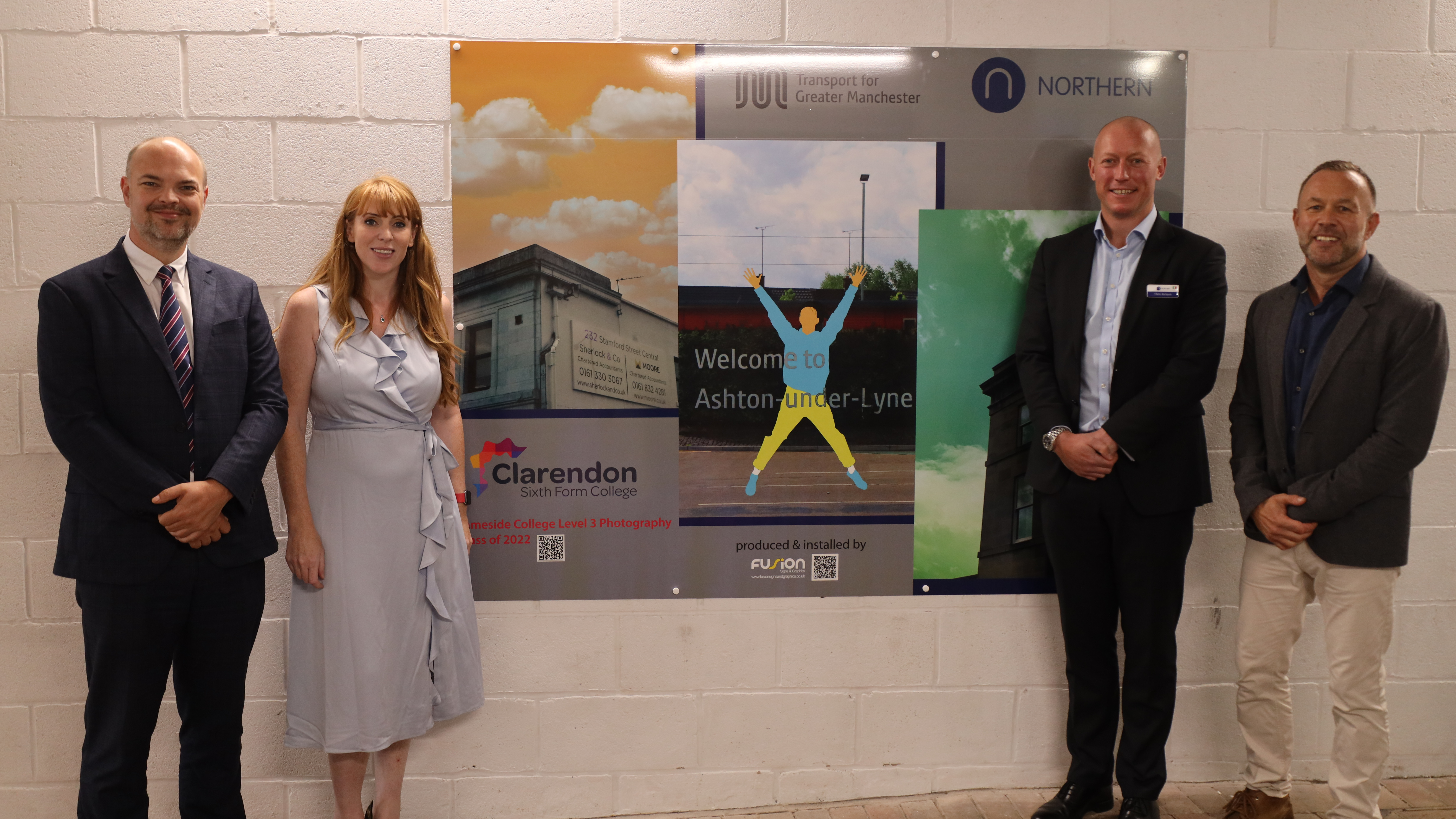  Dave Dobson (Exec Director, Clarendon College), Angela Rayner MP, Chris Jackson (Regional Director, Northern) & Mark Angelucci (Rail Officer, TfGM)