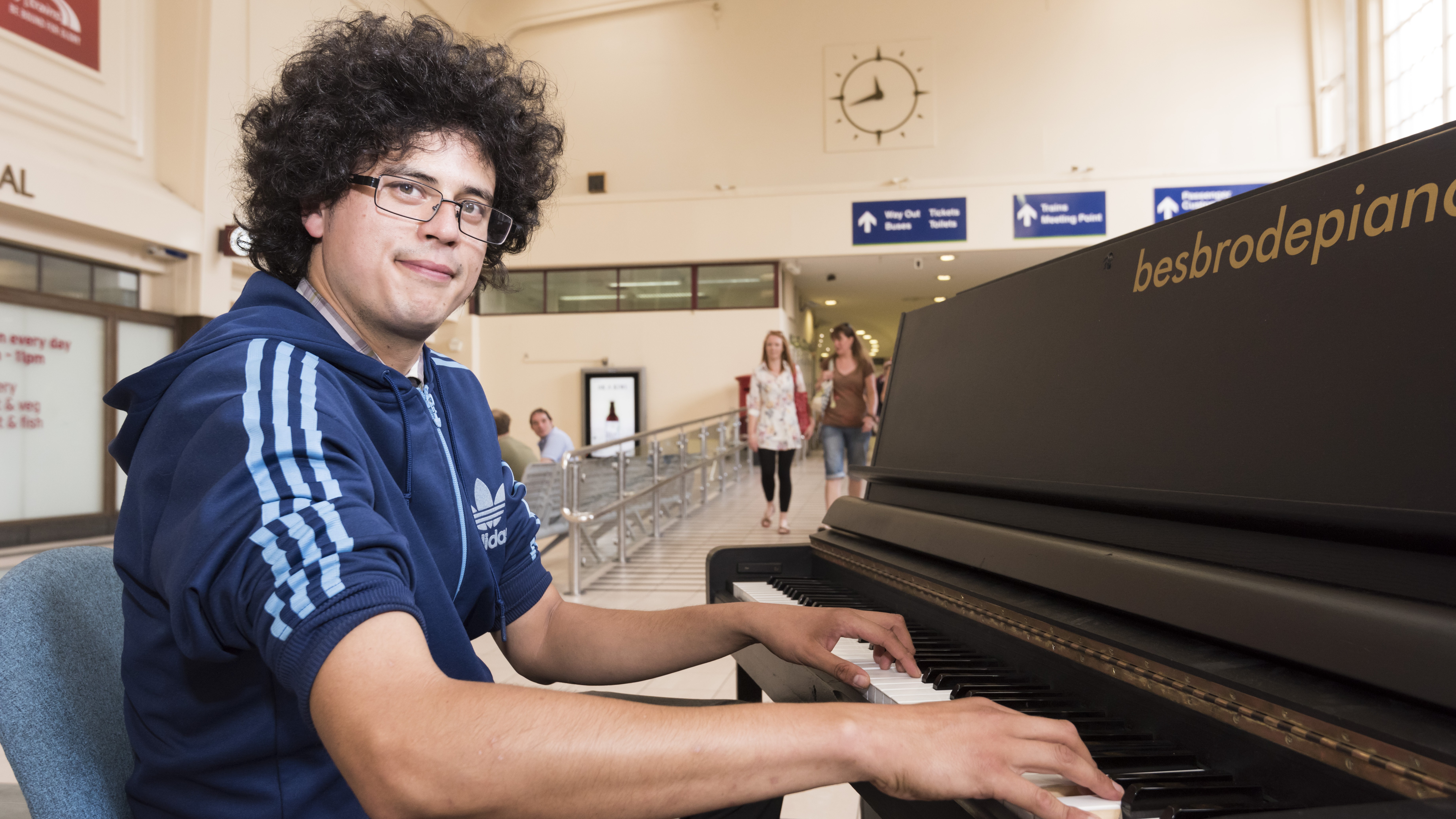 Nick Mitchell tinkles the keys at Leeds station