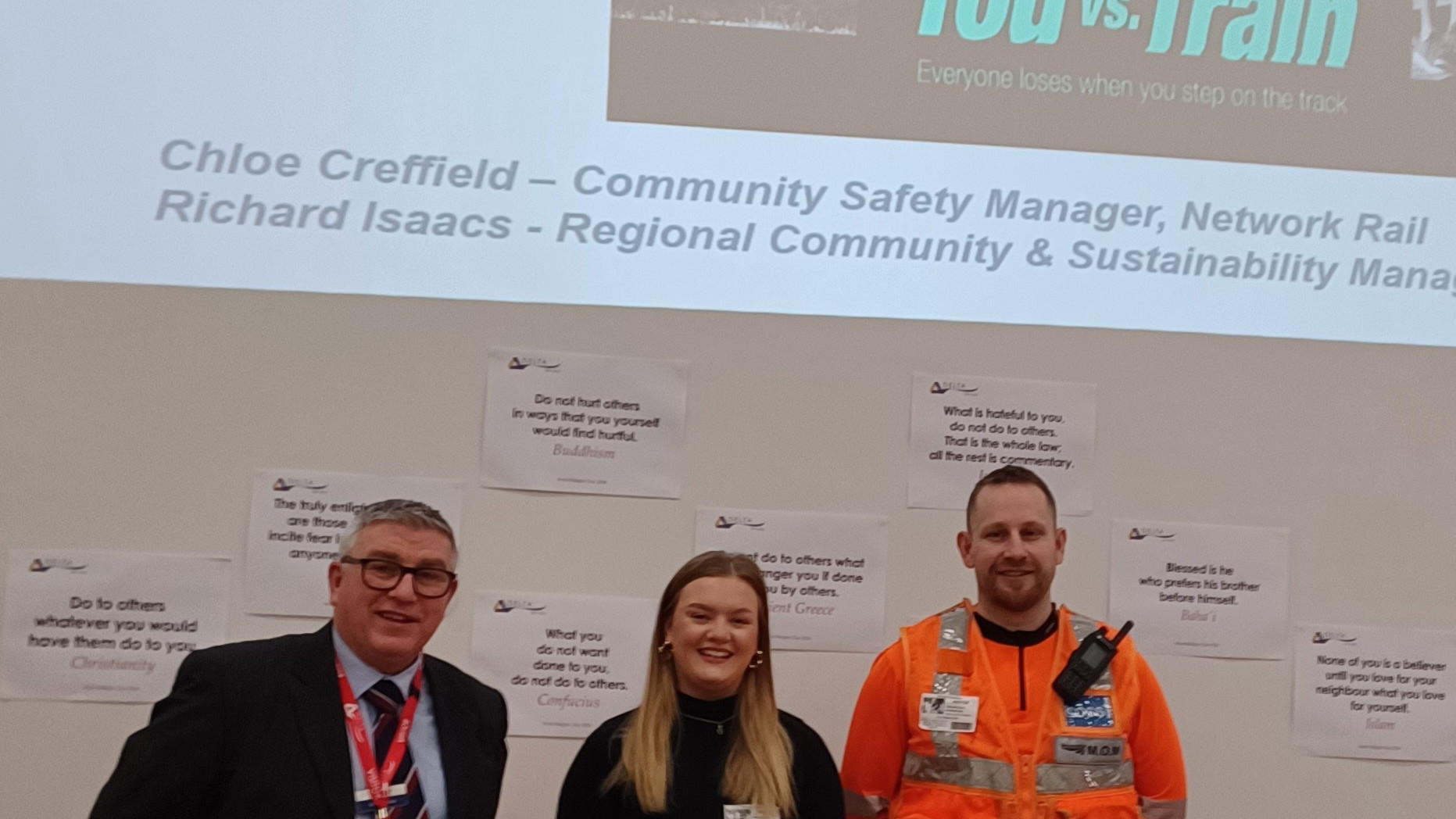 Northern colleagues giving a talk at a school 2