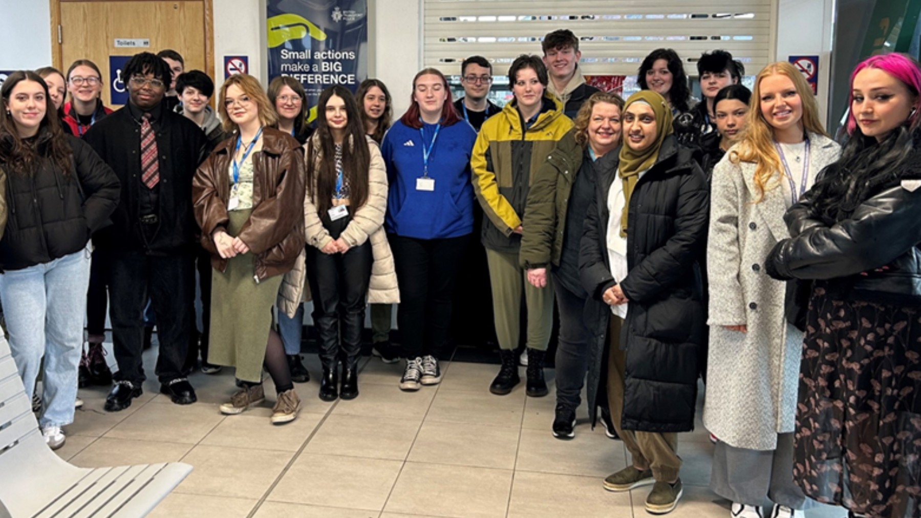 Students who produced art for Rotherham Central Station