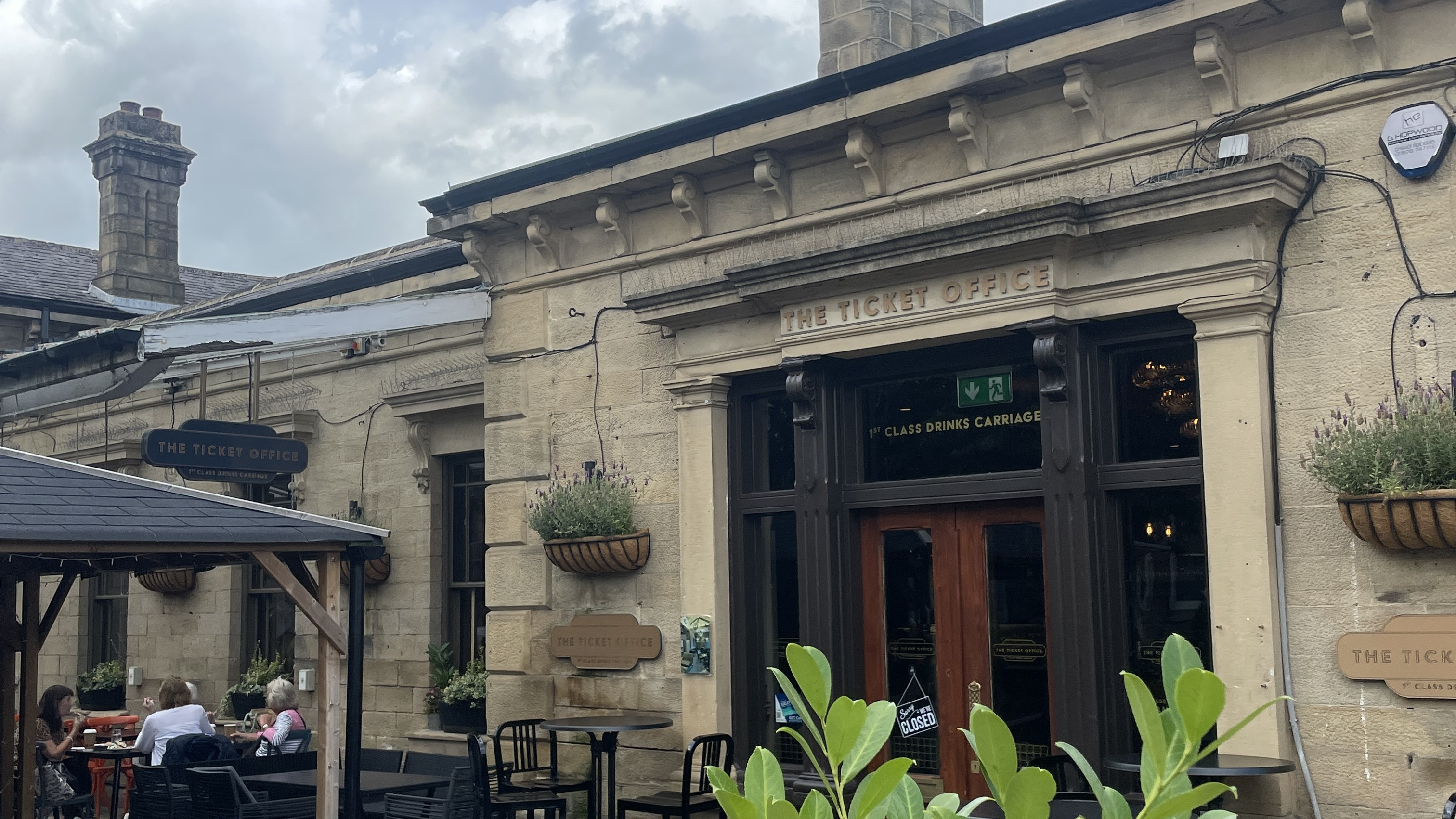 This image shows the ticket office pub at Ilkley