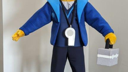 whistle the dog with his whistle and hat-2