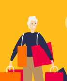 Illustration of person with shopping bags