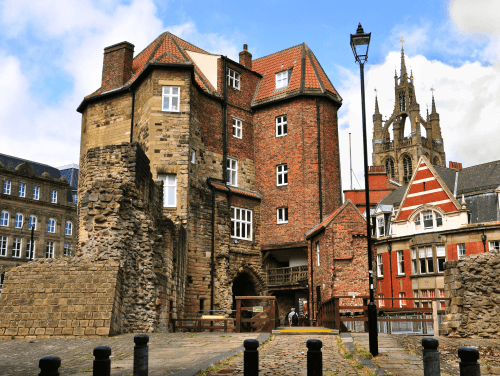 street view of Newcastle castle during the day